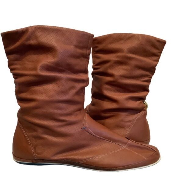 ECCO BROWN BREATHABLE LEATHER PULL ON BOOTIES SIZE 41 - Picture 2 of 16